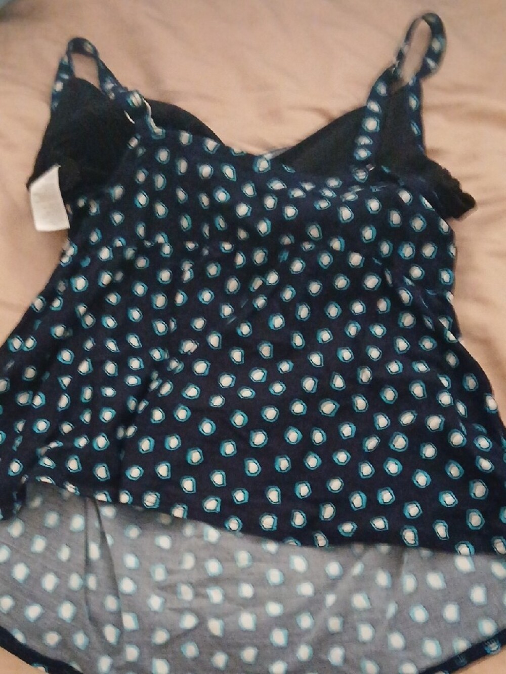 Coco Reef Navy Blue and Teal Pattern Tanki TOP - Picture 4 of 5
